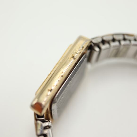 Vintage St Marin Abalone Gold Tone Tank 22mm Watch Stretch Band w New Battery - Picture 14 of 14